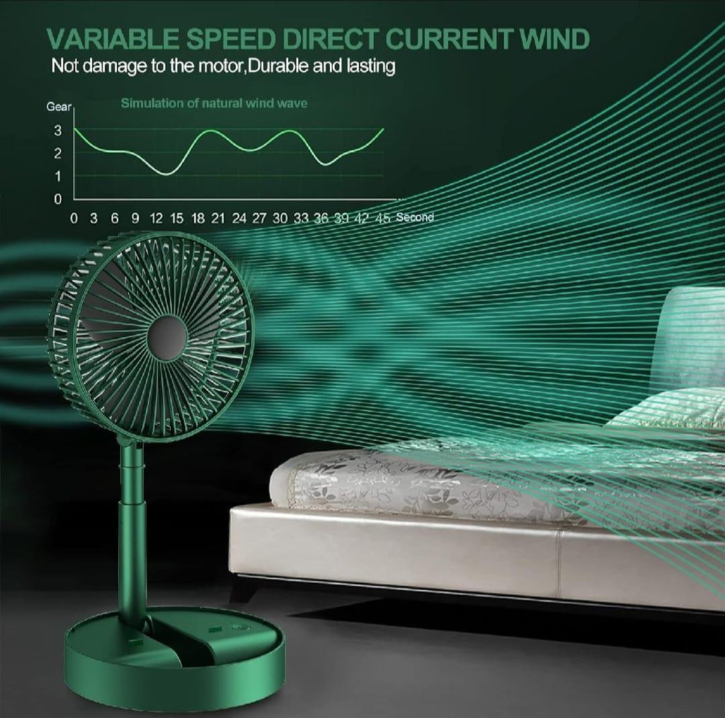 Portable Rechargeable Green Fan for Home Office Travel