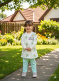 Girls Floral Printed 2-Piece Jersey Set Mint Green