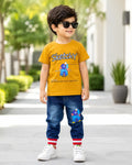 2 Pcs Boy's Printed Shirt & Pants Set
