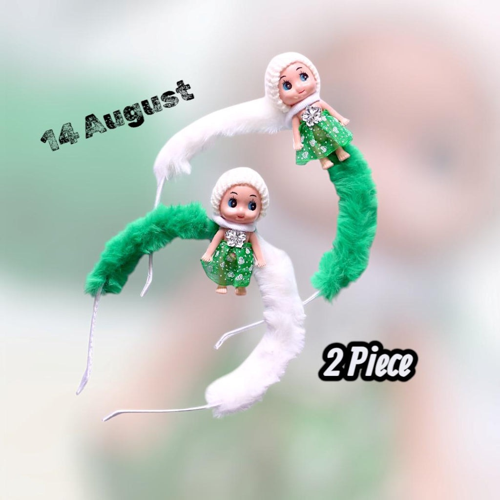 Green Printed Hair Bands for Girls Pack of 2