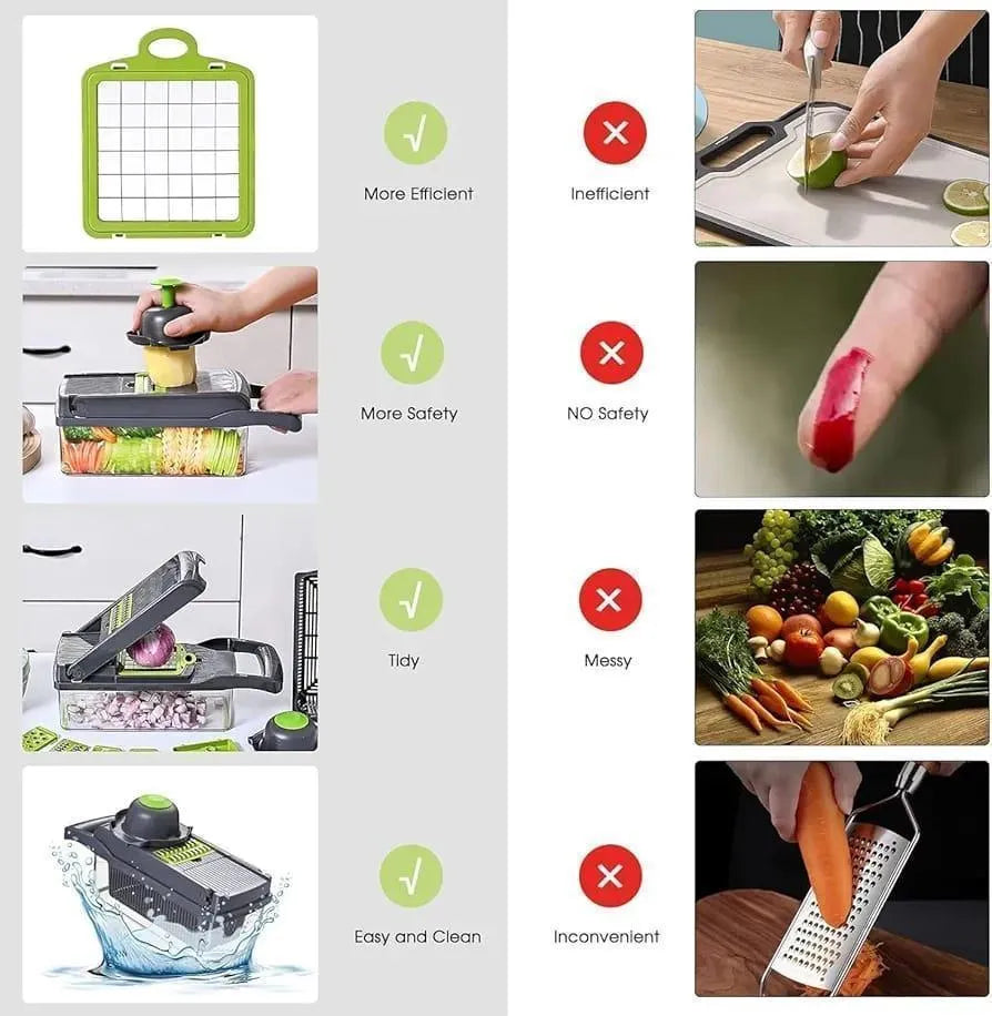 16-Blade Manual Food Chopper with Transparent Tray