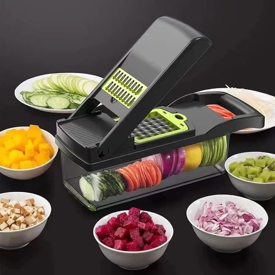 16-Blade Manual Food Chopper with Transparent Tray