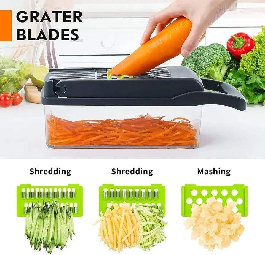 16-Blade Manual Food Chopper with Transparent Tray