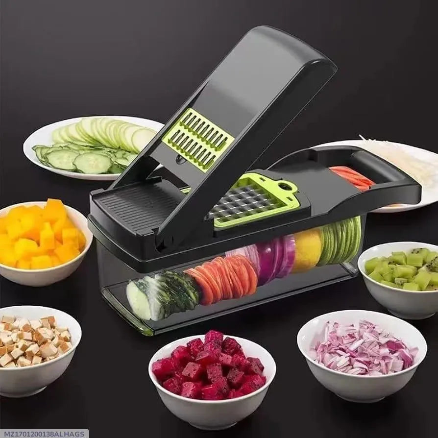 16-Blade Manual Food Chopper with Transparent Tray