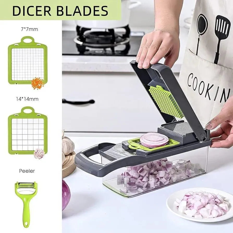 16-Blade Manual Food Chopper with Transparent Tray