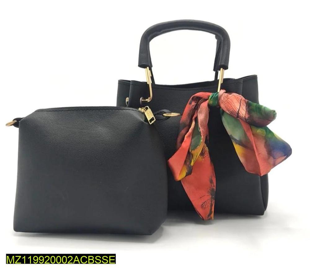 Black PU Leather 2-Piece Women's Shoulder Bag Set