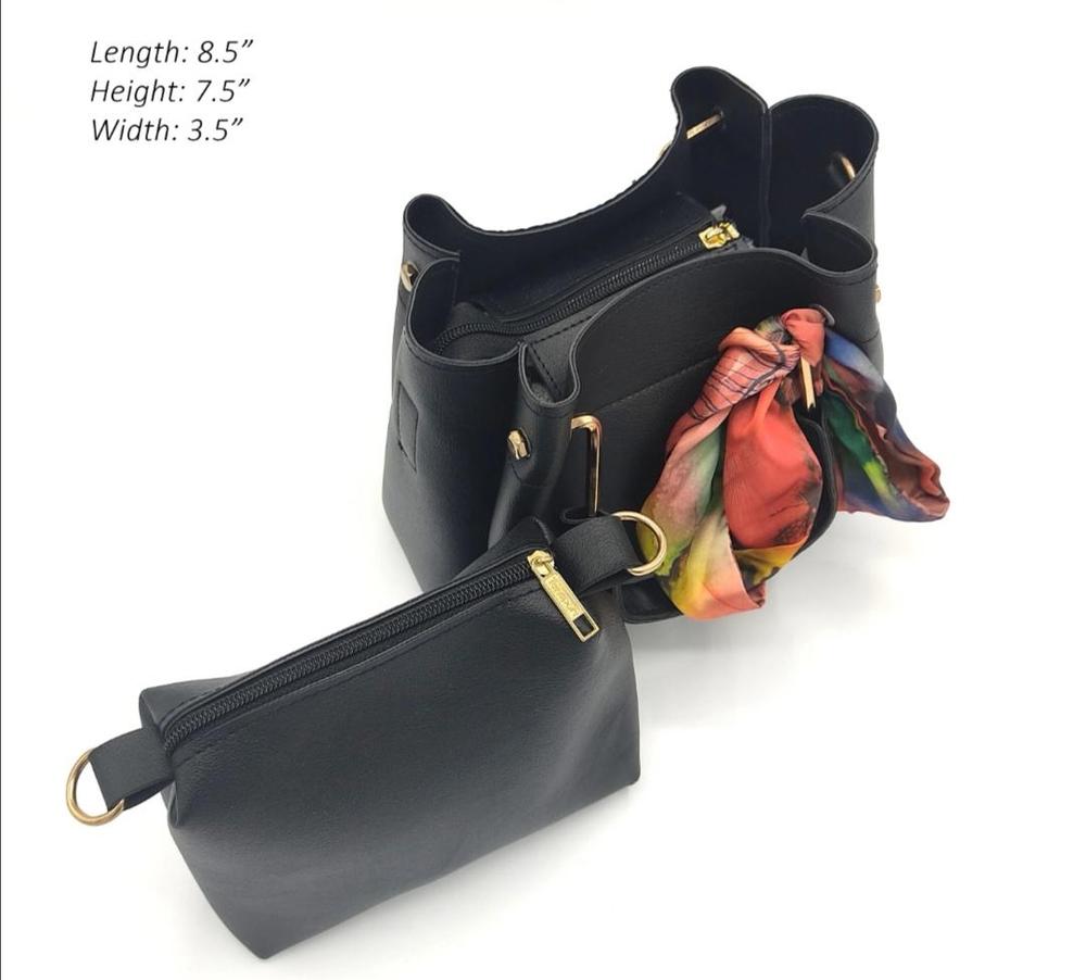 Black PU Leather 2-Piece Women's Shoulder Bag Set