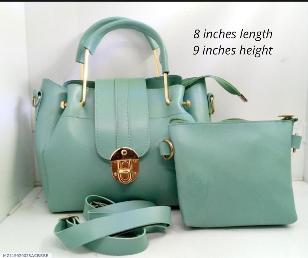 Green PU Leather Crossbody Bag Set with Pouch