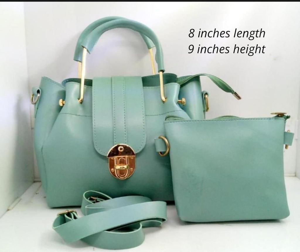 Green PU Leather Crossbody Bag Set with Pouch