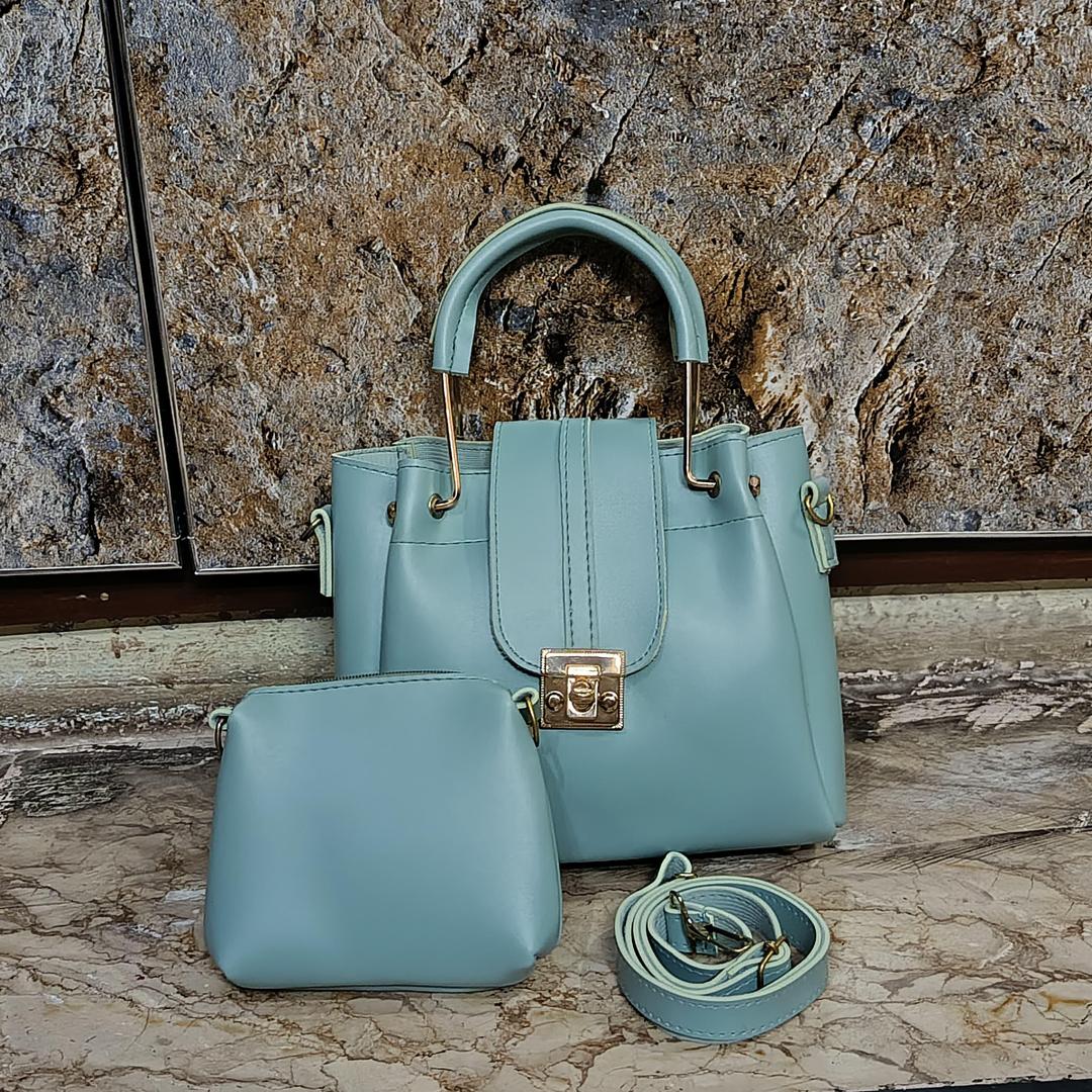 Green PU Leather Crossbody Bag Set with Pouch
