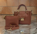 Brown PU Leather Crossbody Bag & Clutch Set