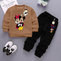 Boy's Fleece Mickey Minnie Printed Tracksuit Brown 1-10 Years
