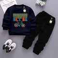 Boy Fleece Printed Tracksuit Blue 1-12 Years