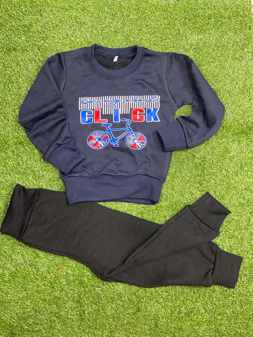 Boy Fleece Printed Tracksuit Blue 1-12 Years
