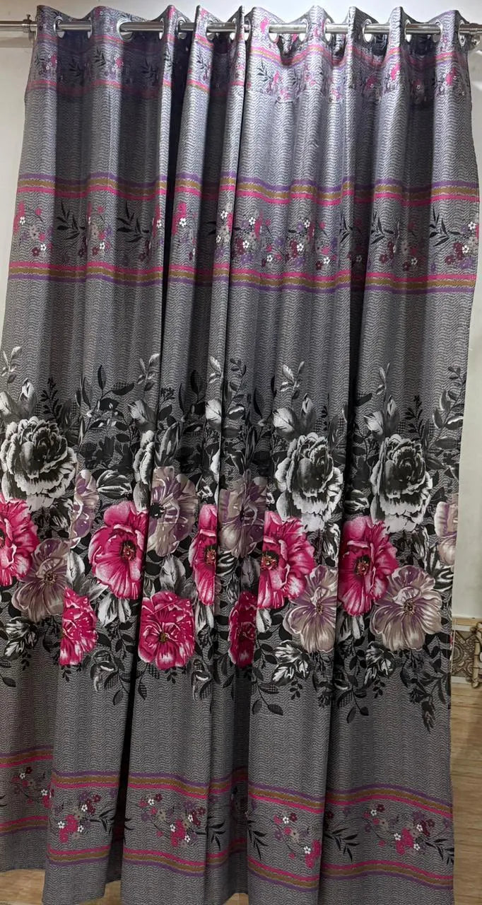 Floral Curtain Set for Living Room with Heavy Drape
