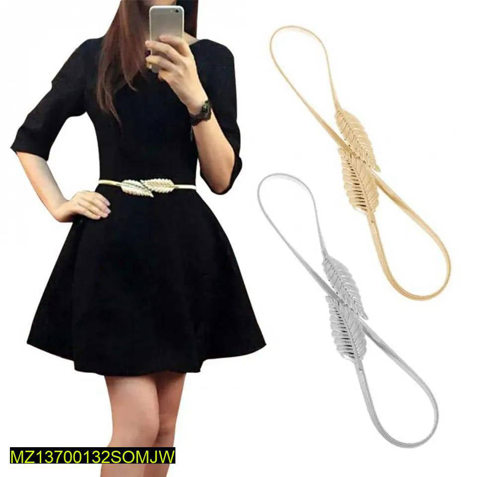 Double Leaf Belt Set Golden Silver Adjustable