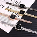 Women Crystal Watch Square Dial Touch Screen Rhinestone Band