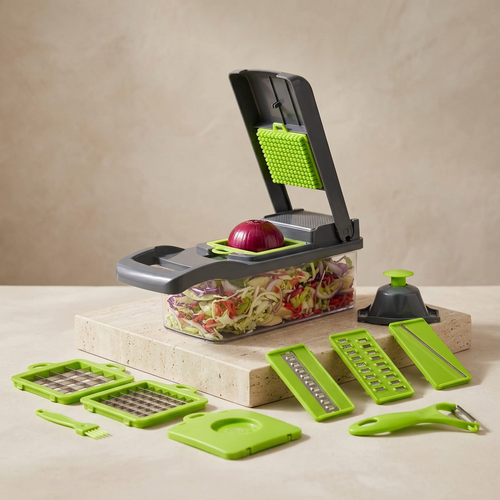 16-Blade Manual Food Chopper with Transparent Tray